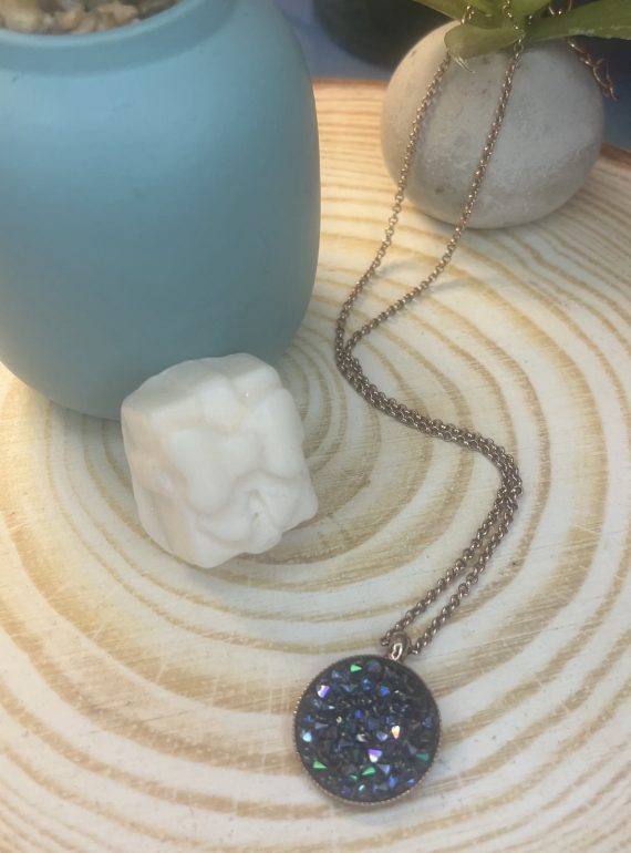 ✨ UShine.gr: Χειροποίητο Κολιέ με Στρογγυλό Κρύσταλλο Aurora No 2047