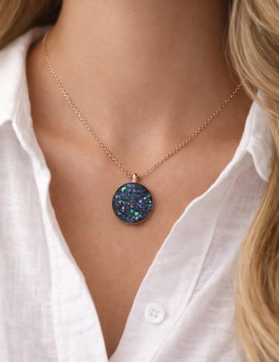 ✨ UShine.gr: Χειροποίητο Κολιέ με Στρογγυλό Κρύσταλλο Aurora No 2047