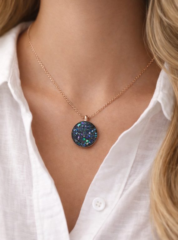 ✨ UShine.gr: Χειροποίητο Κολιέ με Στρογγυλό Κρύσταλλο Aurora No 2047