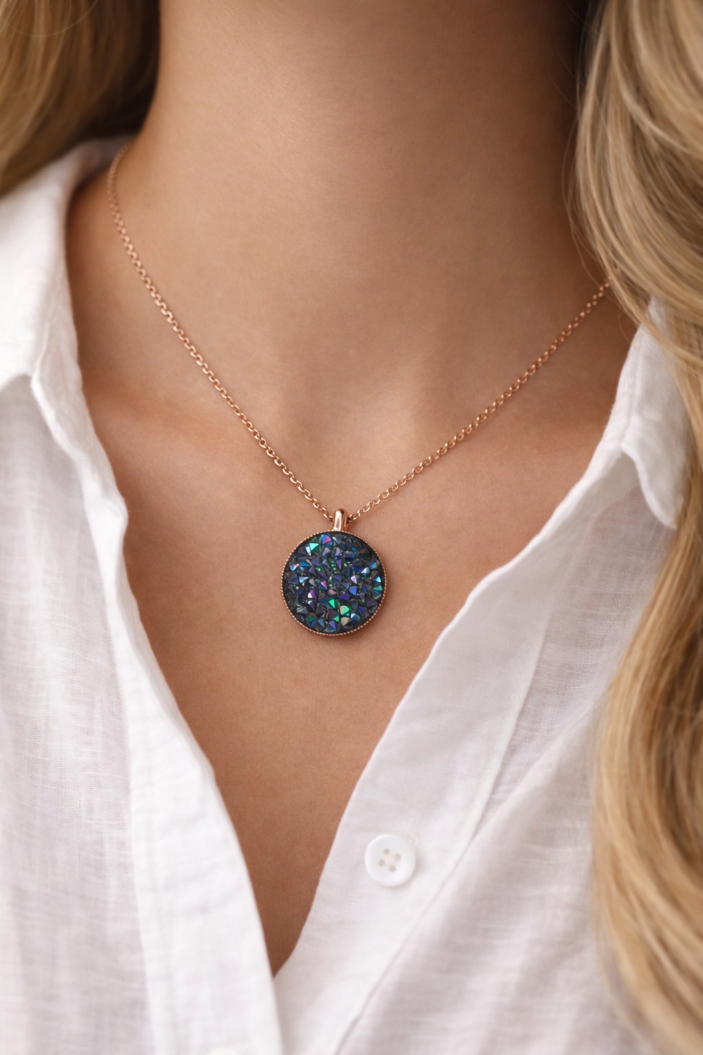 ✨ UShine.gr: Χειροποίητο Κολιέ με Στρογγυλό Κρύσταλλο Aurora No 2047