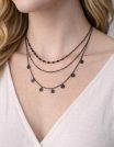 ✨ UShine.gr: Τριπλό Κολιέ με Μαύρες Δισκέτες & Αλυσίδες No 6051