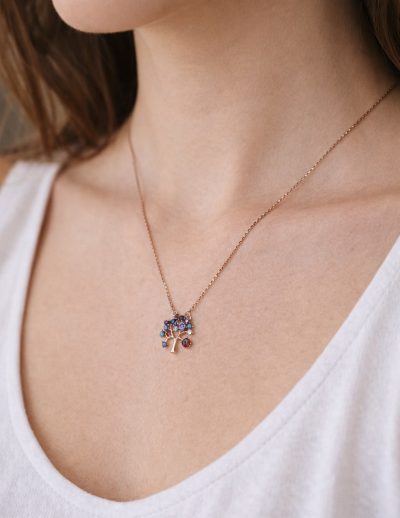 ✨ UShine.gr: Κολιέ Δέντρο της Ζωής με Πολύχρωμα Ζιργκόν No 6053