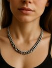 ✨ UShine.gr: Κολιέ Αλυσίδα Cuban Γκρι Ατσάλι No 6054