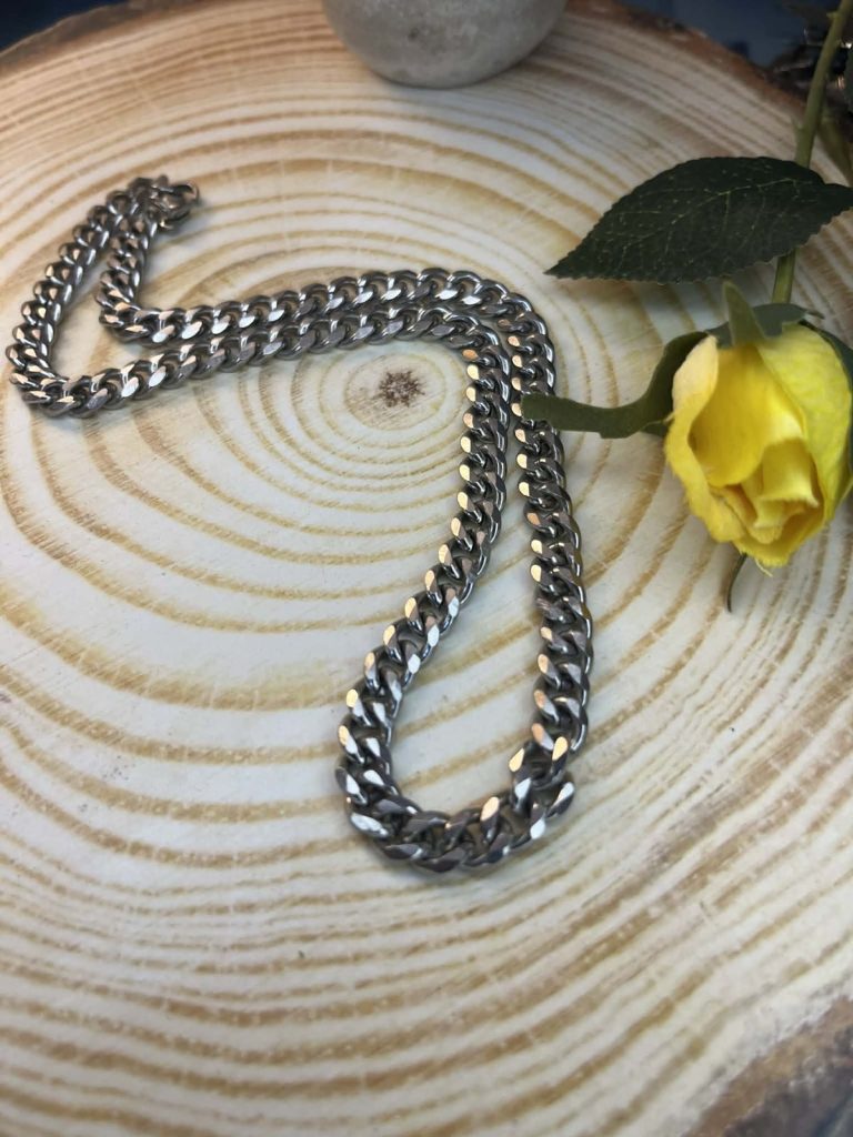 ✨ UShine.gr: Κολιέ Αλυσίδα Cuban Γκρι Ατσάλι No 6054