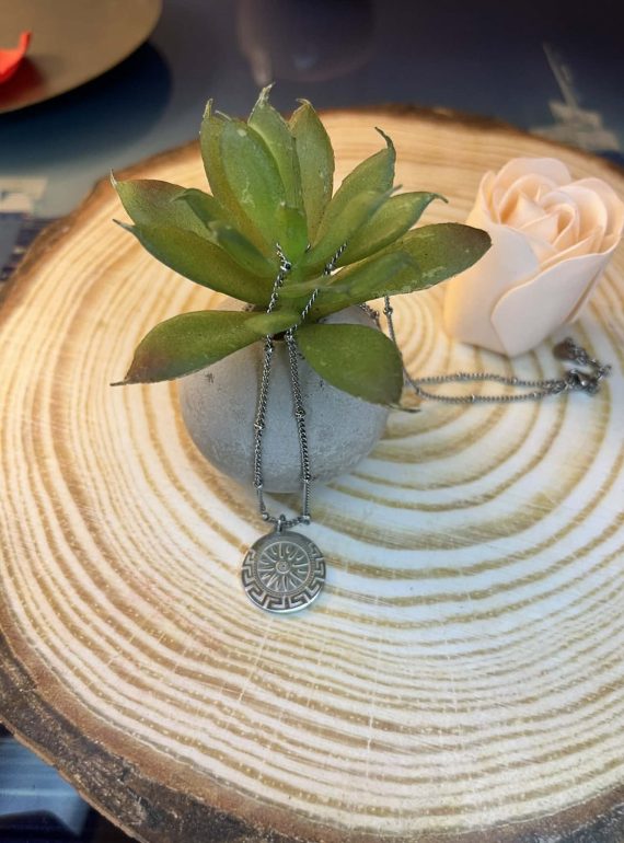 ✨ UShine.gr: Κολιέ Ατσάλινο Με Μενταγιόν Ήλιος & Μαίανδρο No 6056