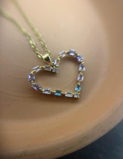 ✨ UShine.gr: Κολιέ Καρδιά με Πολύχρωμες Πέτρες No 6057