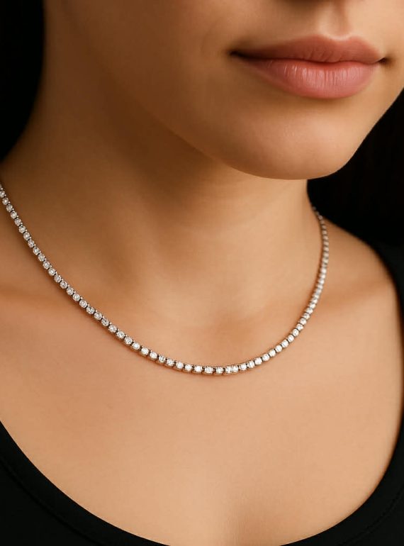 ✨ UShine.gr: Tennis Choker Κολιέ με Λευκές Πέτρες No 6058