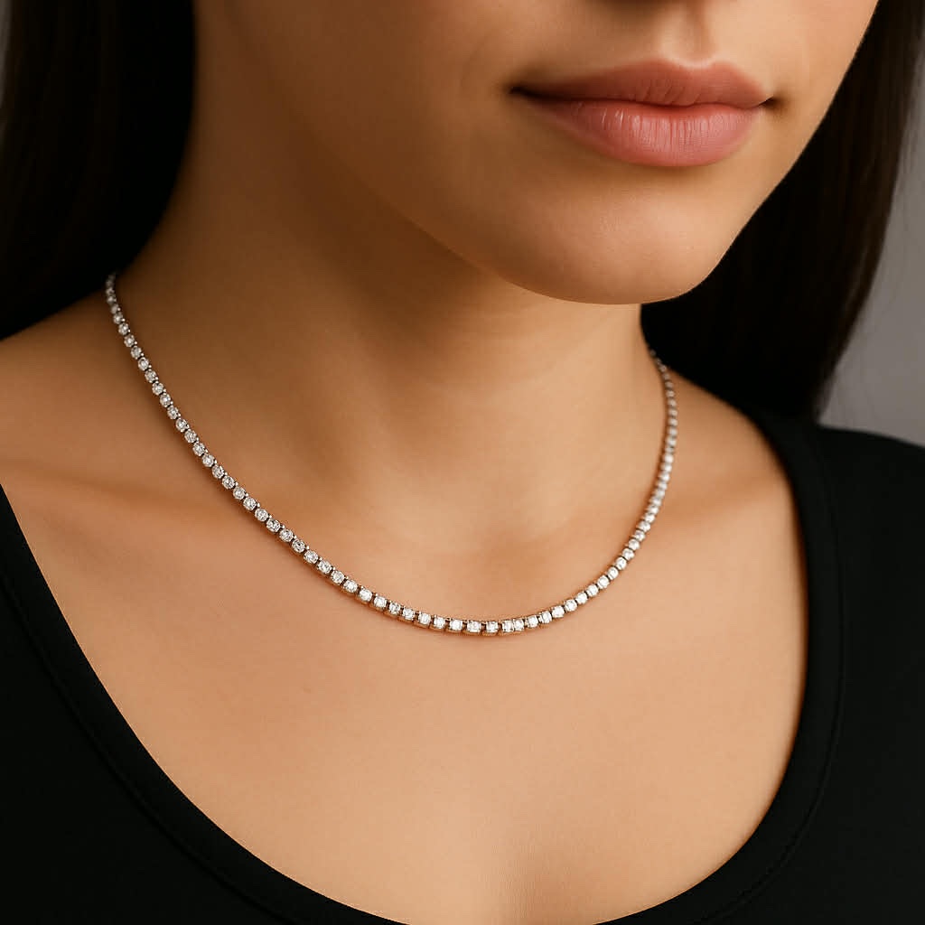 ✨ UShine.gr: Tennis Choker Κολιέ με Λευκές Πέτρες No 6058