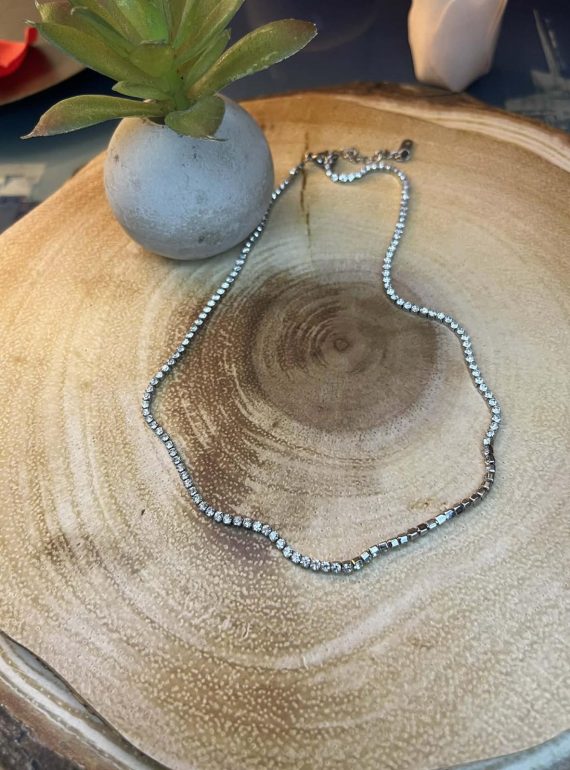 ✨ UShine.gr: Tennis Choker Κολιέ με Λευκές Πέτρες No 6058