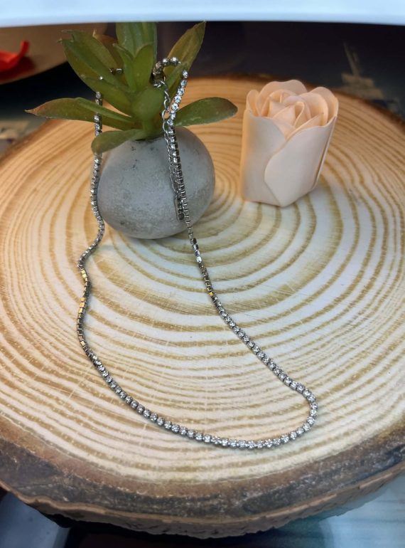 ✨ UShine.gr: Tennis Choker Κολιέ με Λευκές Πέτρες No 6058