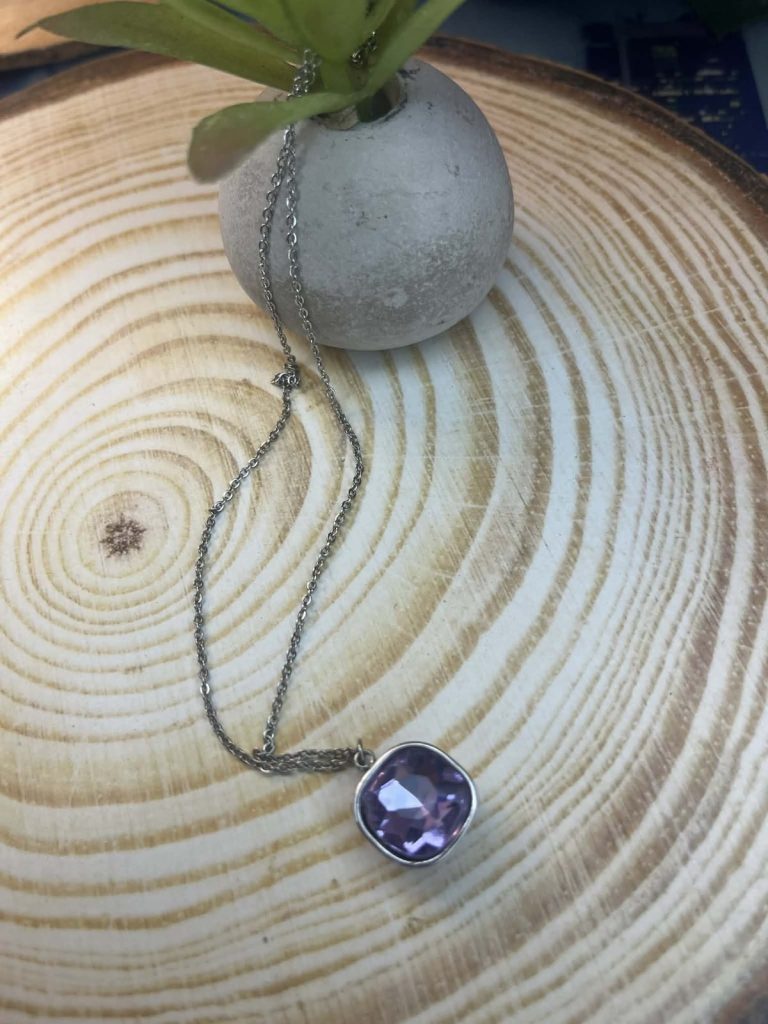 ✨ UShine.gr: Silver Necklace με Μωβ Κρύσταλλο No 6060