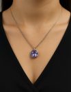 ✨ UShine.gr: Silver Necklace με Μωβ Κρύσταλλο No 6060