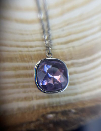 ✨ UShine.gr: Silver Necklace με Μωβ Κρύσταλλο No 6060