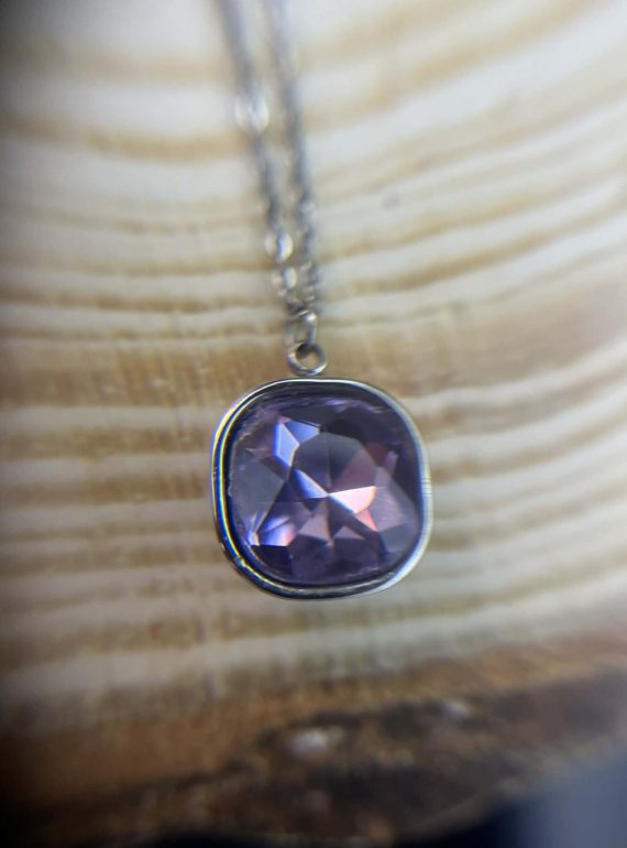 ✨ UShine.gr: Silver Necklace με Μωβ Κρύσταλλο No 6060