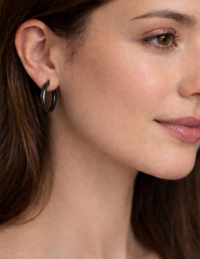 ✨ UShine.gr: Μαύροι Minimal Κρίκοι από Ανοξείδωτο Ατσάλι No 6006