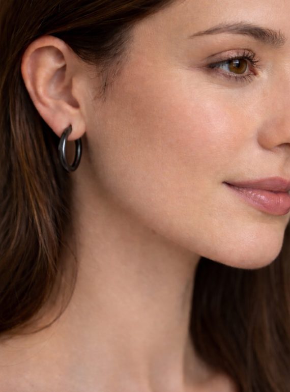 ✨ UShine.gr: Μαύροι Minimal Κρίκοι από Ανοξείδωτο Ατσάλι No 6006