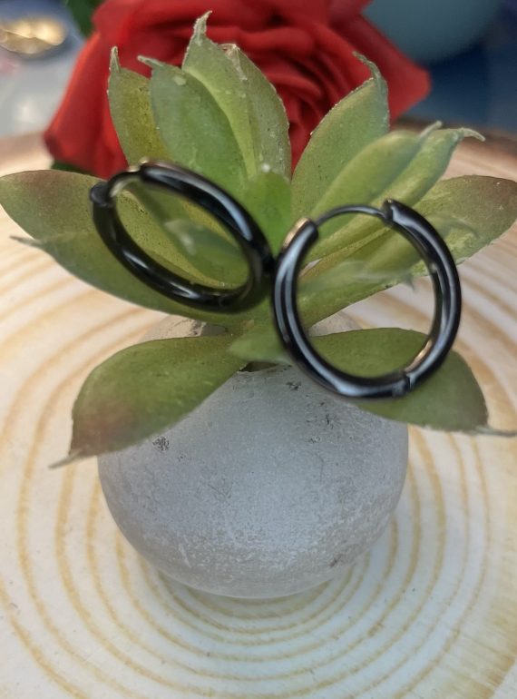 ✨ UShine.gr: Μαύροι Minimal Κρίκοι από Ανοξείδωτο Ατσάλι No 6006