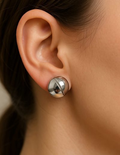 ✨ UShine.gr: Minimal Ατσάλινα Σκουλαρίκια Καρφωτά σε Silver No 6011