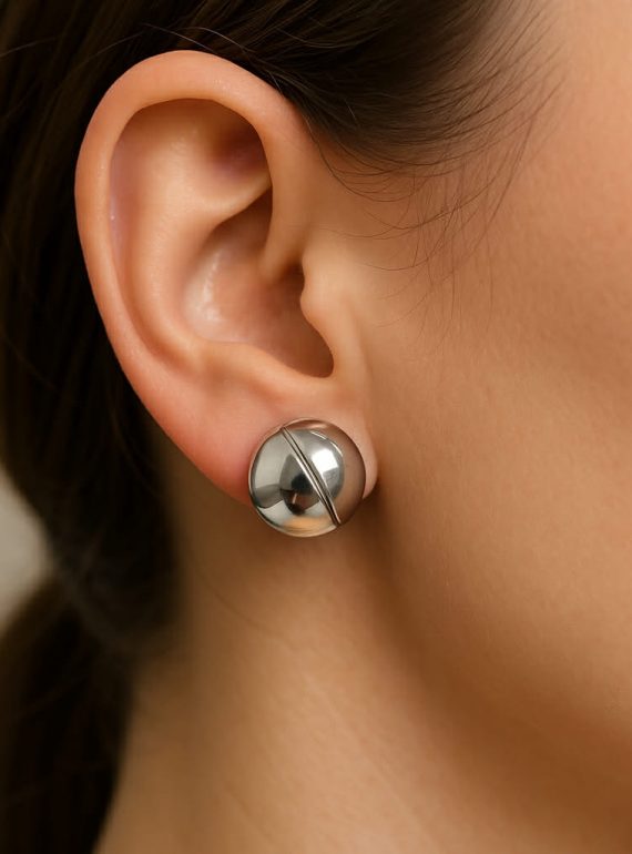 ✨ UShine.gr: Minimal Ατσάλινα Σκουλαρίκια Καρφωτά σε Silver No 6011