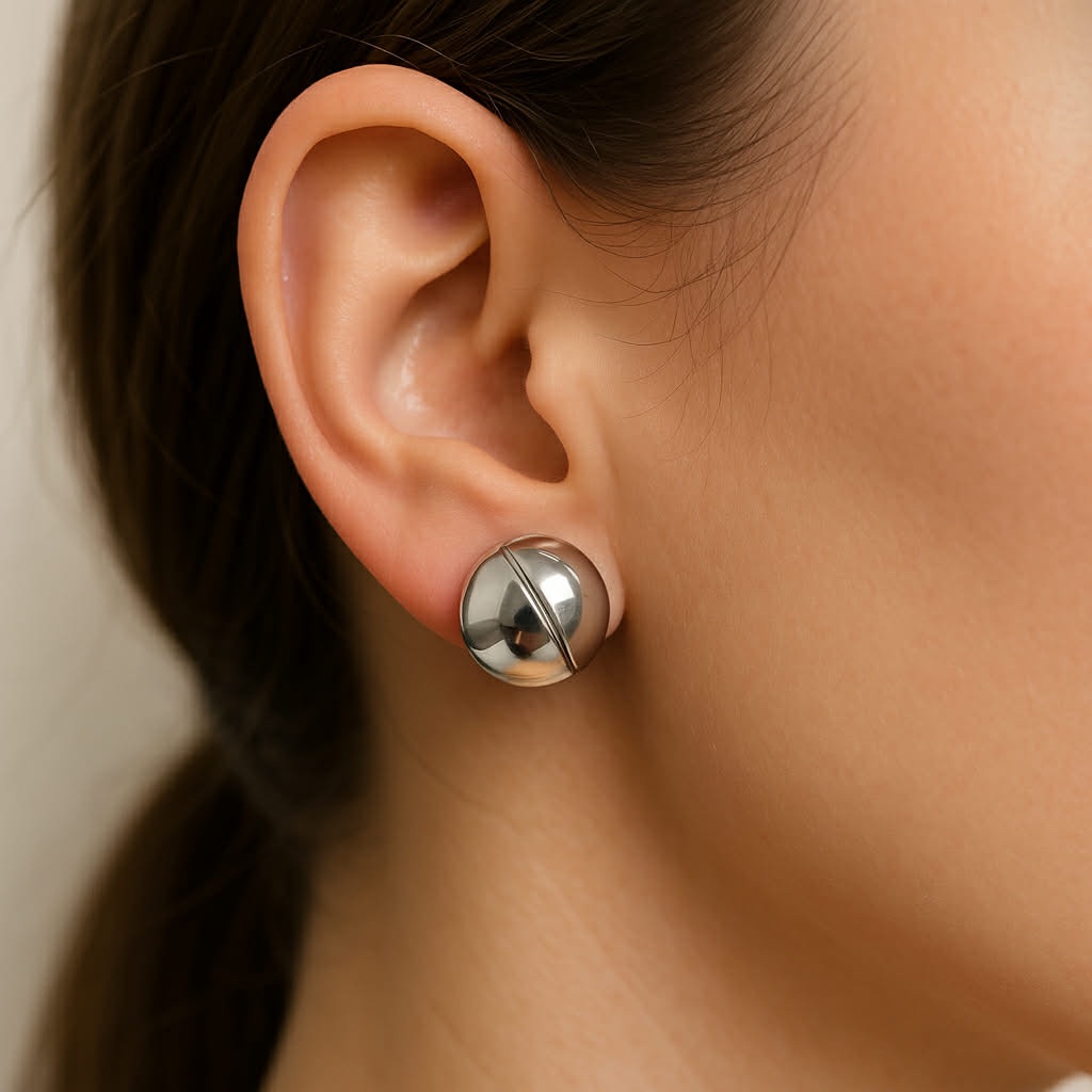 ✨ UShine.gr: Minimal Ατσάλινα Σκουλαρίκια Καρφωτά σε Silver No 6011