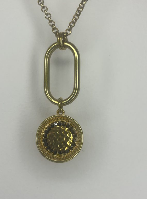 ✨ UShine.gr: Χειροποίητο Κολιέ Gold Oval Charm με Σφυρήλατο Μοτίφ No 8001