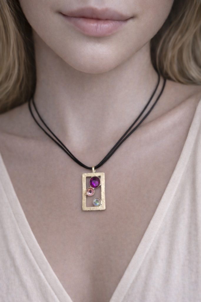 ✨ UShine.gr: Χειροποίητο Κολιέ Γεωμετρικό με Κρύσταλλα No 8003