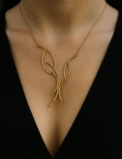 ✨ UShine.gr: Χειροποίητο Κολιέ Κλαδί σε Χρυσό Τόνο No 8005