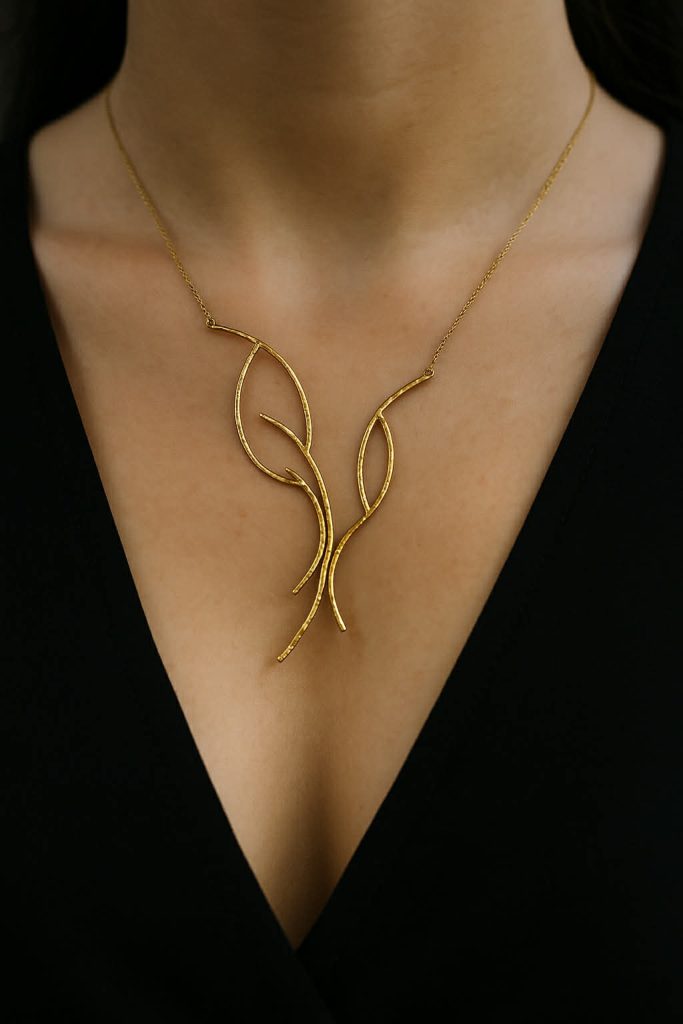 ✨ UShine.gr: Χειροποίητο Κολιέ Κλαδί σε Χρυσό Τόνο No 8005