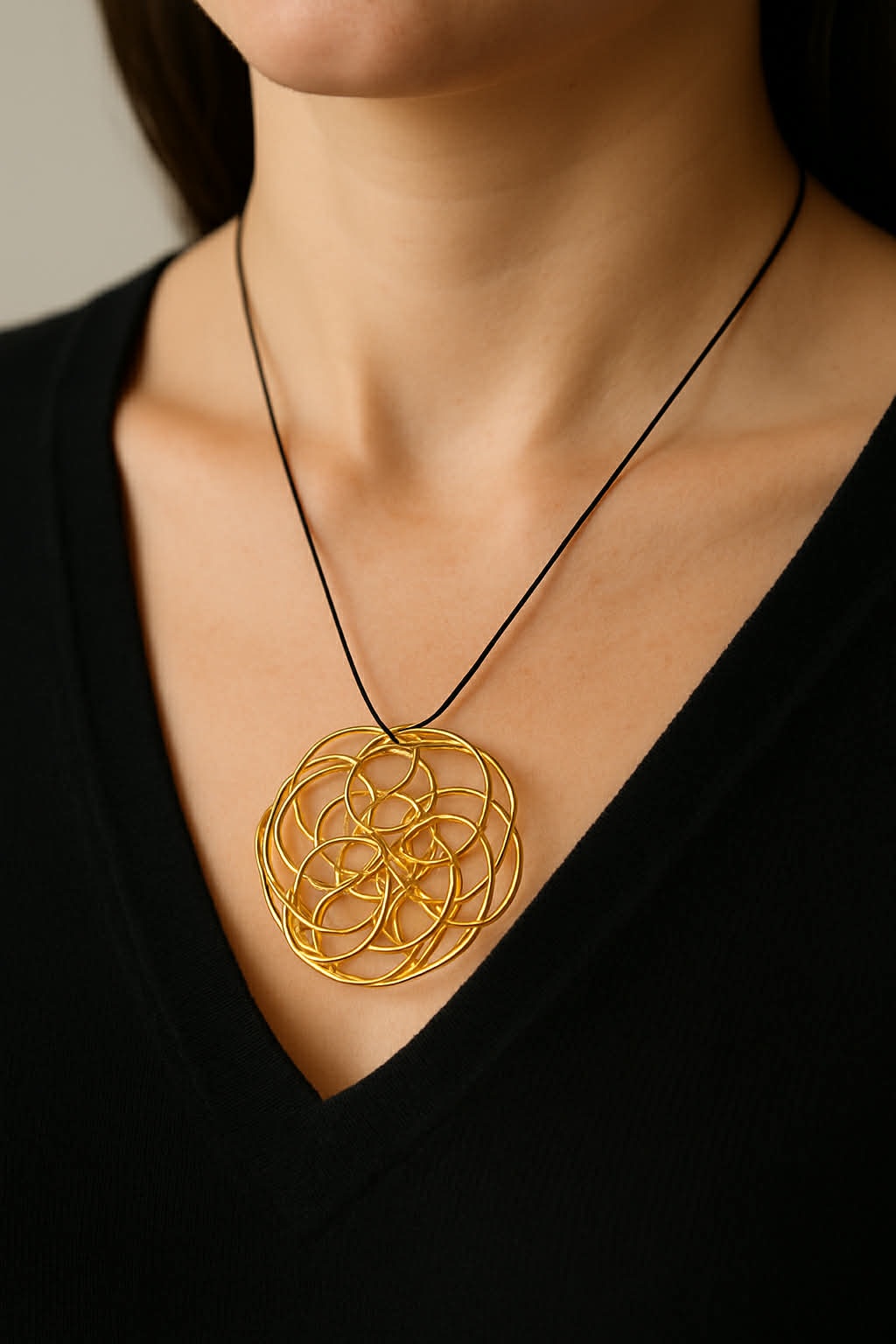 ✨ UShine.gr: Χειροποίητο Μακρύ Κολιέ Κύκλος από Σύρμα No 8006