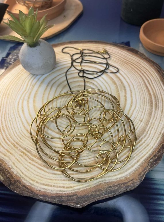 ✨ UShine.gr: Χειροποίητο Μακρύ Κολιέ Κύκλος από Σύρμα No 8006