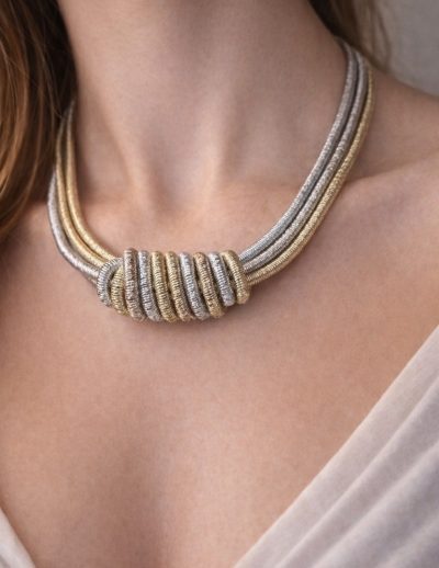 ✨ UShine.gr: Χειροποίητο Κολιέ Πολύσειρο Δίχρωμο Knot No 8009