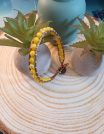 ✨ dreasuregift: Χειροποίητο Βραχιόλι Sunny Beads με Κίτρινες  Κρυστάλλινες Χάντρες Αιματίτη & Δερμάτινη Πλέξη No 110001