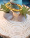 ✨ dreasuregift: Χειροποίητο Βραχιόλι Sunny Beads με Κίτρινες  Κρυστάλλινες Χάντρες Αιματίτη & Δερμάτινη Πλέξη No 110001