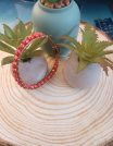 ✨ dreasuregift: Χειροποίητο Βραχιόλι Sunset Beads με Κοραλλί Κρυστάλλινες Χάντρες Αιματίτη & Δερμάτινη Πλέξη No 110002
