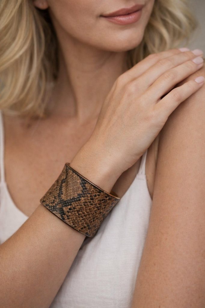 🎁 Giveaway: Ατσάλινη Χειροπέδα Snake Print σε Χρυσή Εσωτερική Απόχρωση by U Shine No 20