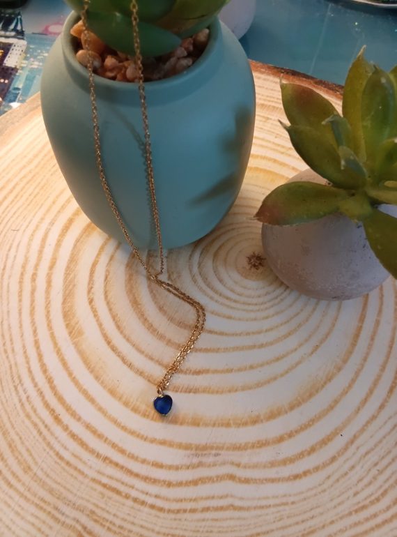 ✨ UShine.gr: Κολιέ Καρδιά Sapphire Glow No 6063