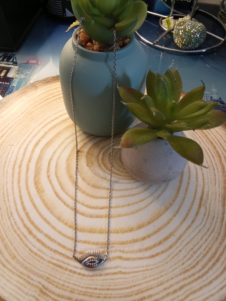 ✨ UShine.gr: Ατσάλινο Κολιέ Rainbow Evil Eye No 6064
