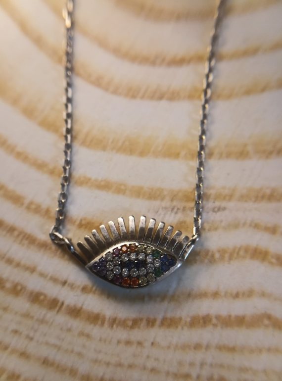 ✨ UShine.gr: Ατσάλινο Κολιέ Rainbow Evil Eye No 6064