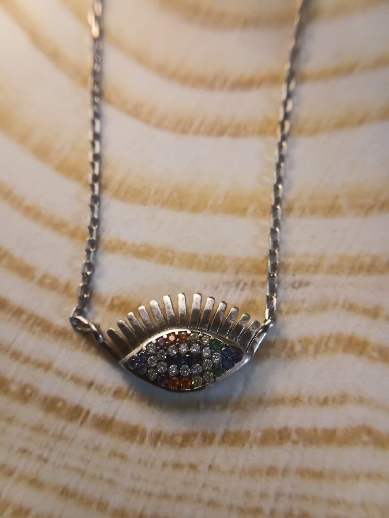 ✨ UShine.gr: Ατσάλινο Κολιέ Rainbow Evil Eye No 6064