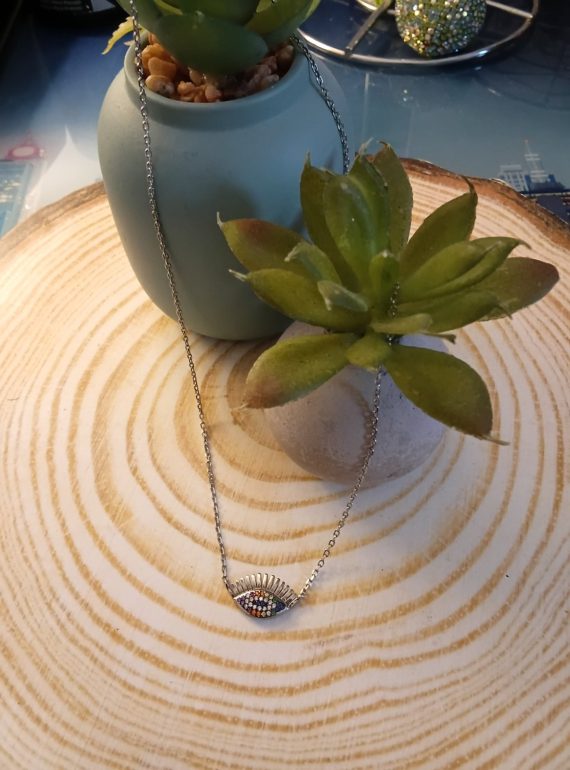 ✨ UShine.gr: Ατσάλινο Κολιέ Rainbow Evil Eye No 6064