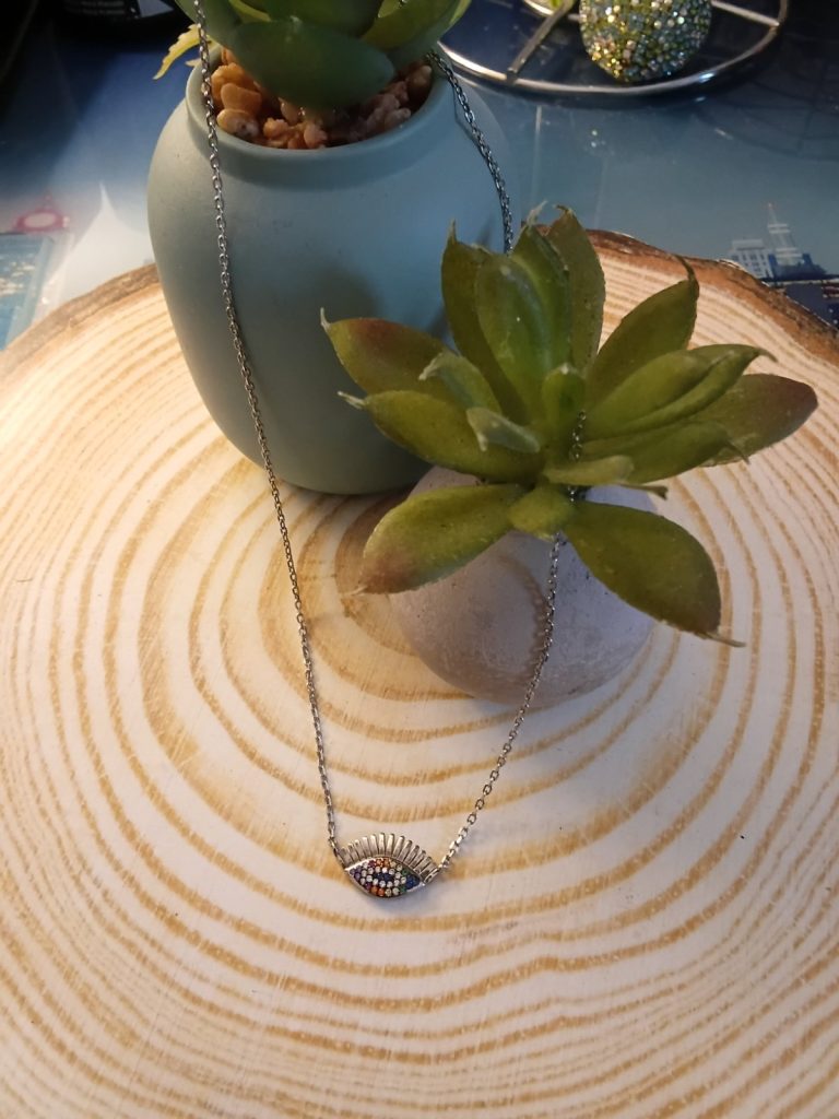 ✨ UShine.gr: Ατσάλινο Κολιέ Rainbow Evil Eye No 6064