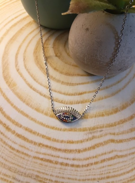 ✨ UShine.gr: Ατσάλινο Κολιέ Rainbow Evil Eye No 6064