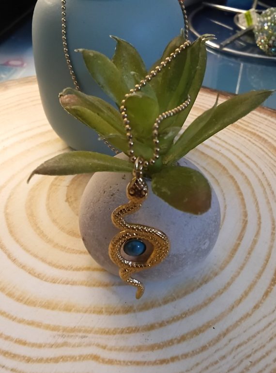 ✨ UShine.gr: Ατσάλινο Κολιέ Serpente Blue Stone No 6065