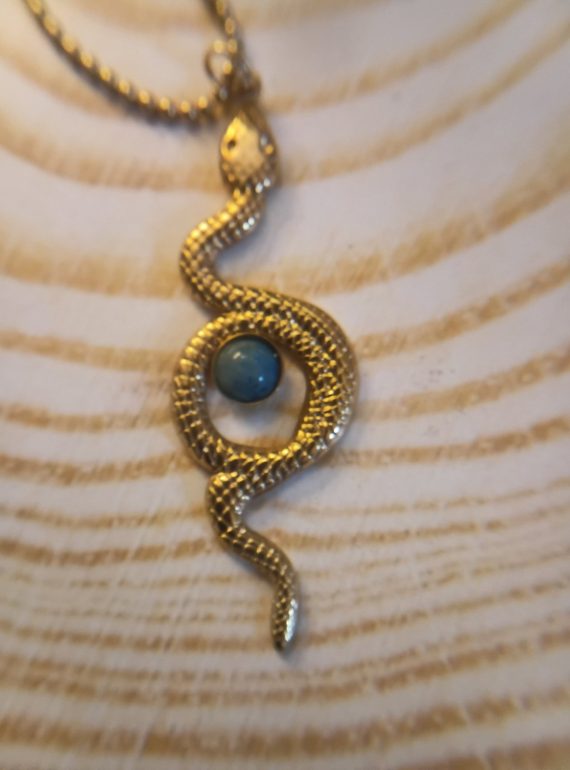 ✨ UShine.gr: Ατσάλινο Κολιέ Serpente Blue Stone No 6065