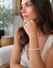 ✨ UShine.gr: Ελαστικό Βραχιόλι με Ροζ Κρυστάλλινες Χάντρες Πέτρα No 4125
